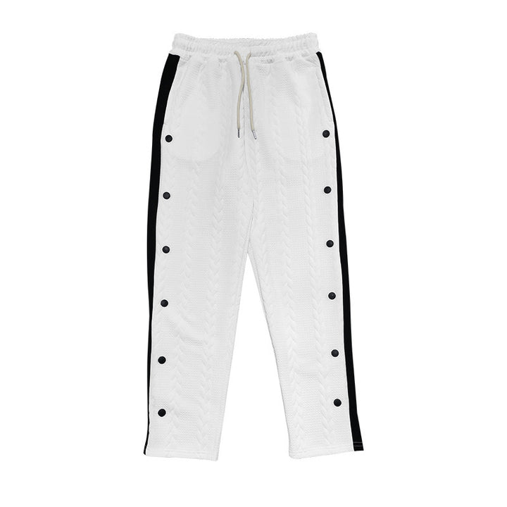 Herren Sportliche Chinohose mit seitlichen Druckknopfdetails und elastischem Bund Aliams