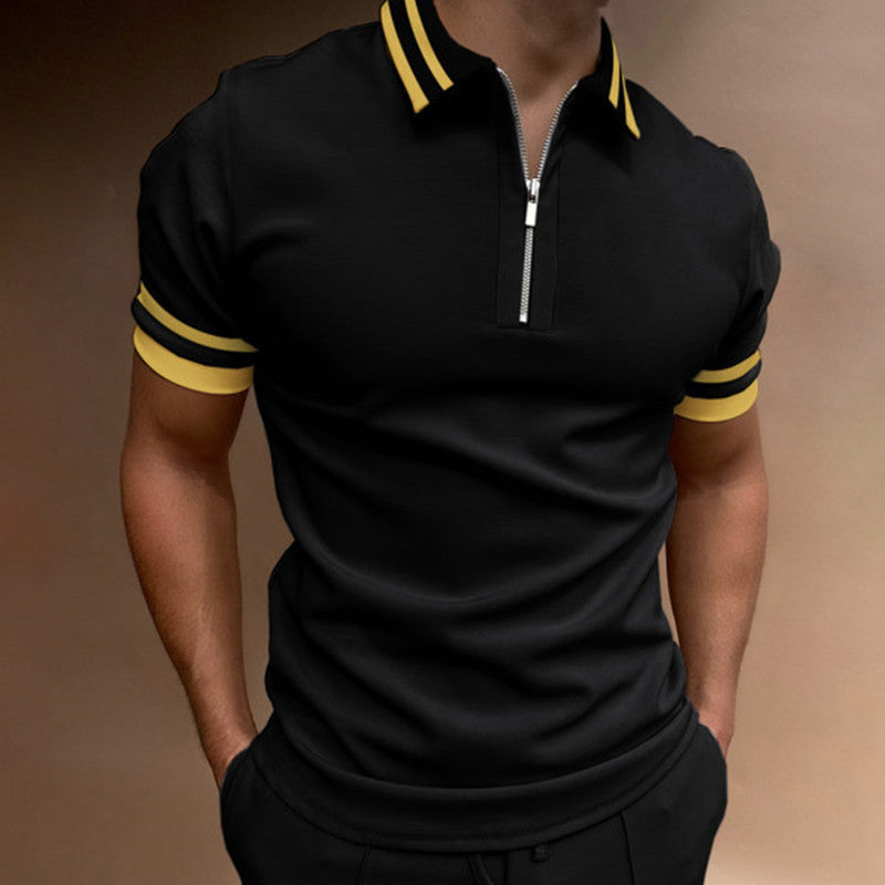 Herren Stilvolles Kurzarm Zip Polo Shirt Aliams