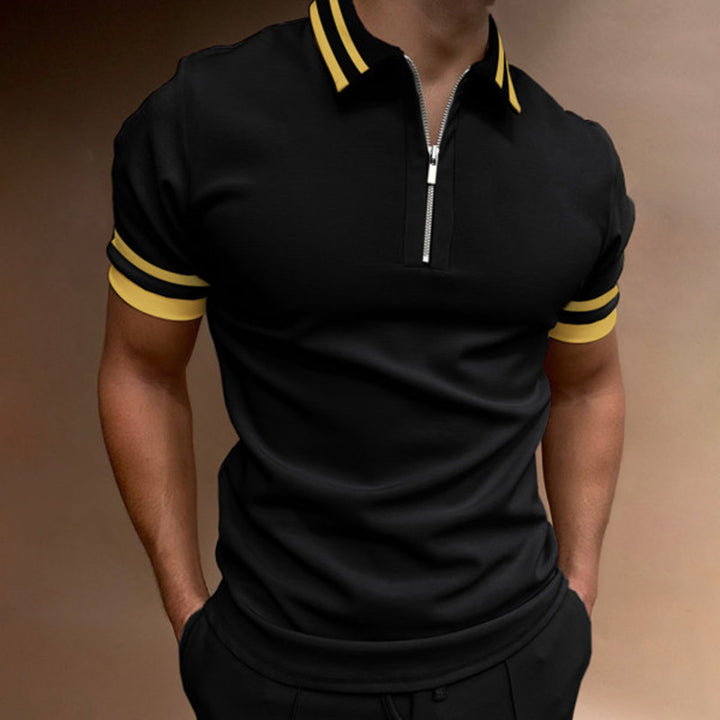 Herren Stilvolles Kurzarm Zip Polo Shirt Aliams