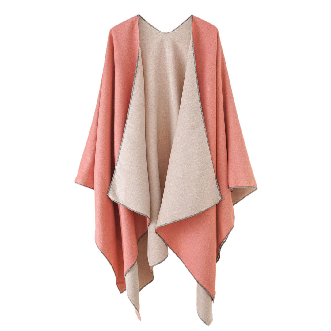 Damen Wohlfühl-Poncho Aus Weichem Wollmix mit Elegantem Schnitt Aliams