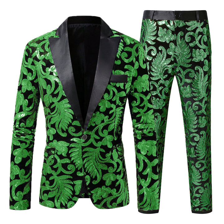 Herren elegantes Pailletten-Anzugset mit floralen Mustern Aliams