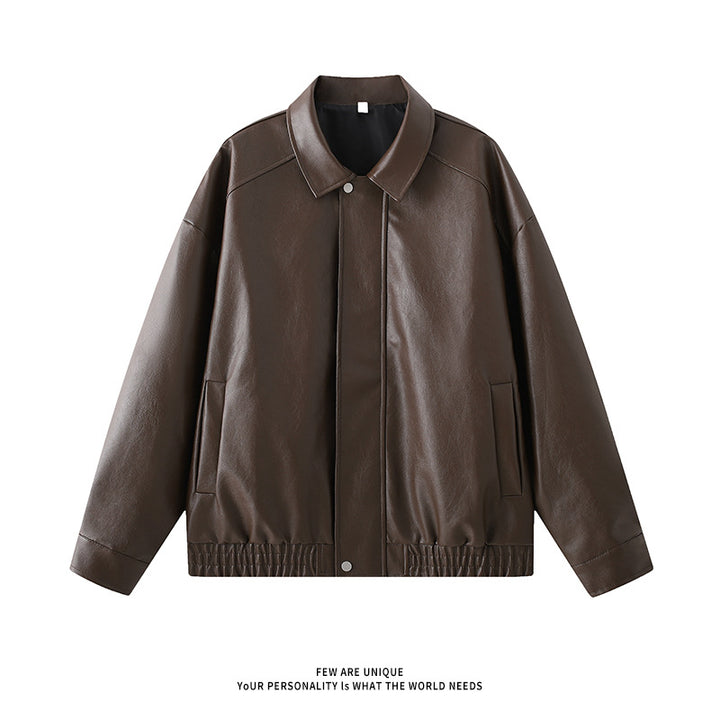 Herren elegante Kunstlederjacke mit elastischem Bund Aliams