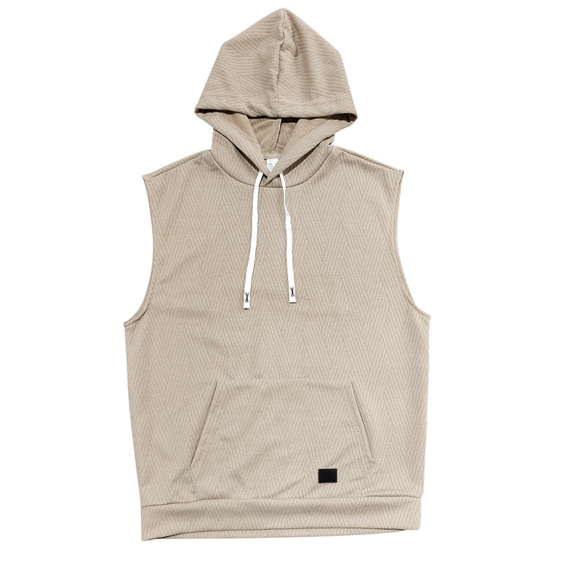 Herren ärmelloses Kapuzensweatshirt mit modernem Rautenmuster Aliams