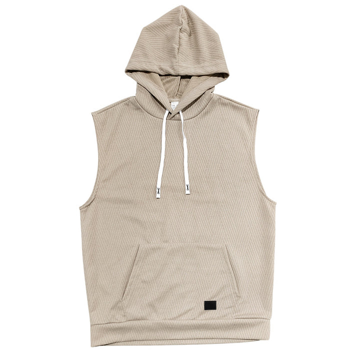 Herren ärmelloses Kapuzensweatshirt mit modernem Rautenmuster Aliams