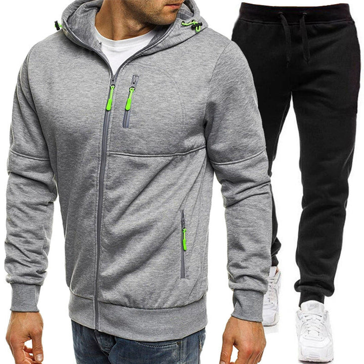 Herren sportliche Zip-Hoodiejacke mit Reißverschlusstaschen und praktischen Details Aliams