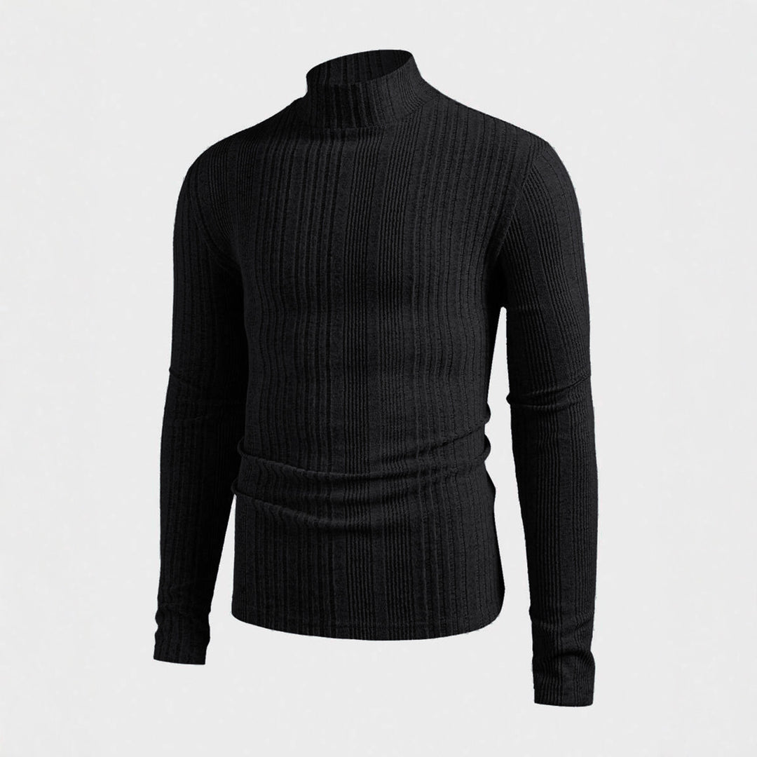 Herren Strickpullover mit hohem Kragen und Rippstruktur Aliams