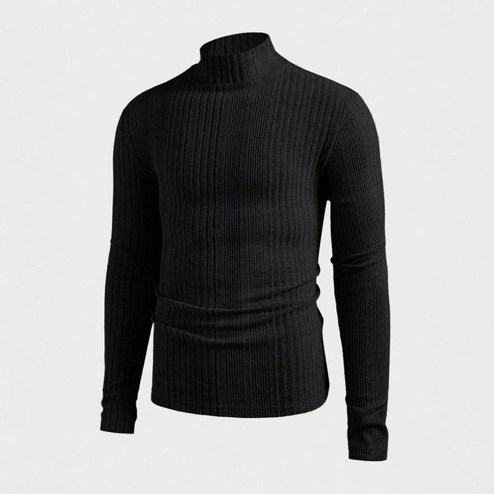 Herren Strickpullover mit hohem Kragen und Rippstruktur Aliams