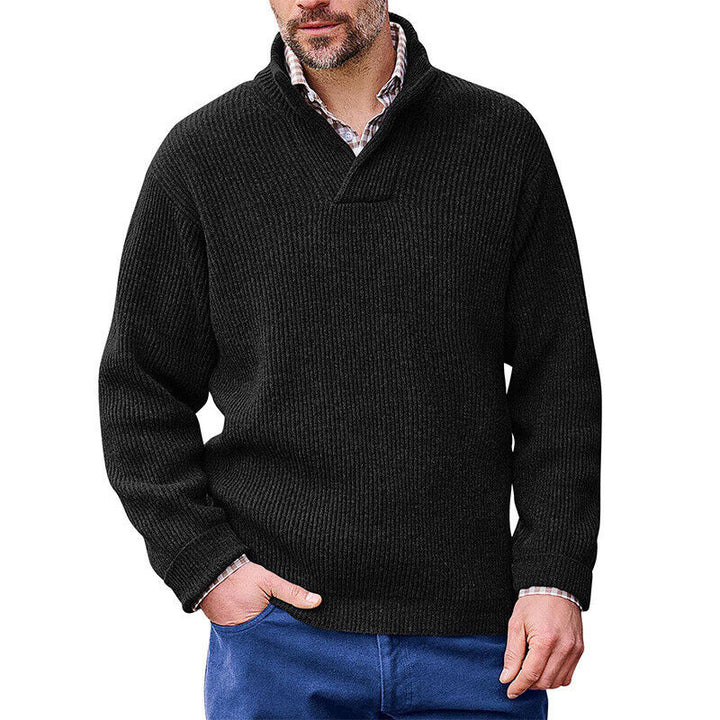 Herren Strickpullover mit modernem Stehkragen und feiner Rippstruktur Aliams