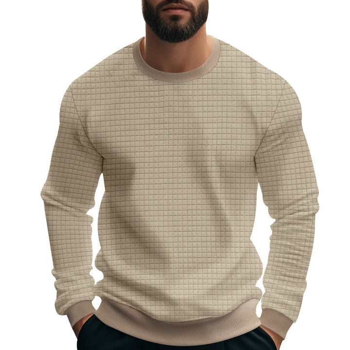 Herren stylischer Rundhals-Pullover mit modernem quadratischem Muster Aliams