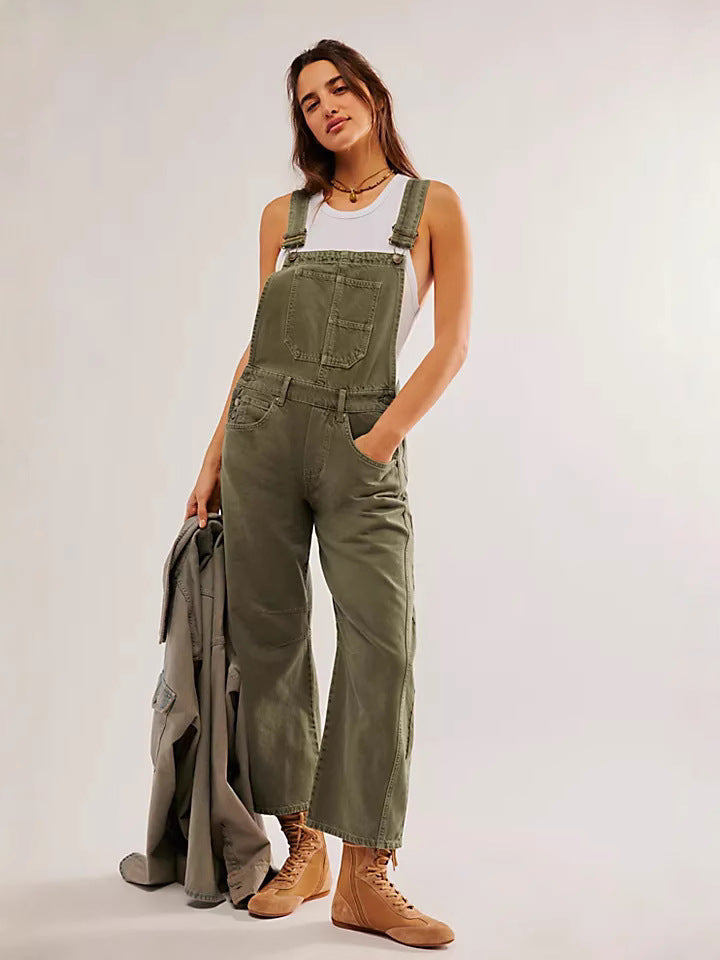 Damen Latzhose Im Lässigen Oversized-Stil mit Praktischen Taschen und Modischen Akzenten Aliams