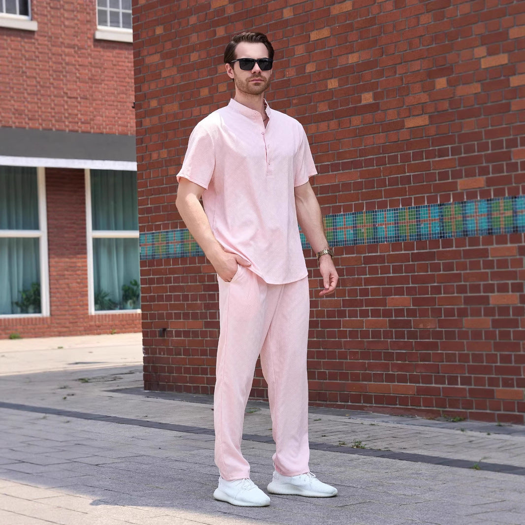 Herren Freizeitanzug mit modernem Stehkragen und atmungsaktiven Eigenschaften Aliams