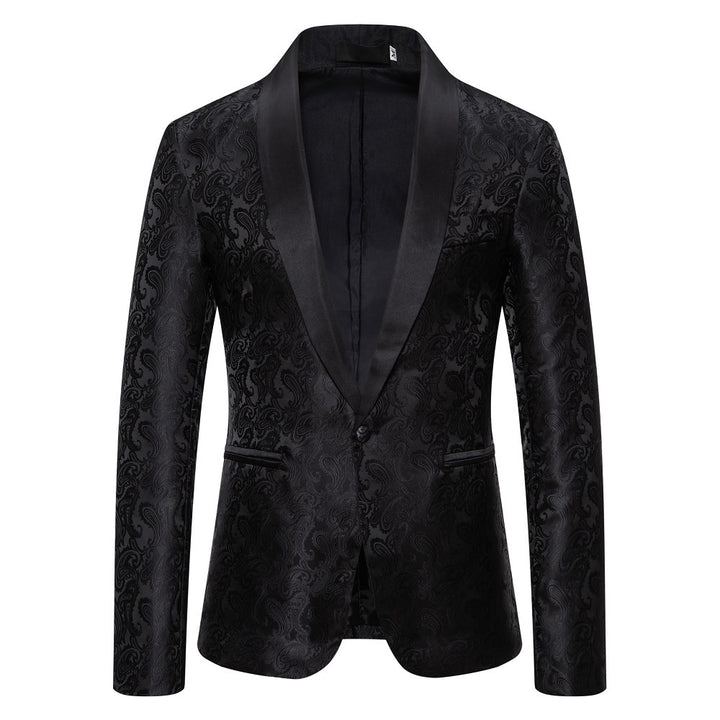 Herren eleganter Smoking-Blazer mit floralem Jacquard-Muster Aliams