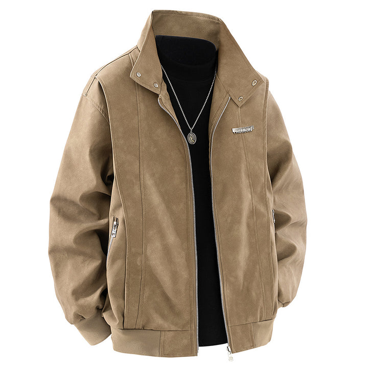 Herren Kunstlederjacke im modischen Design mit praktischem Stehkragen Aliams