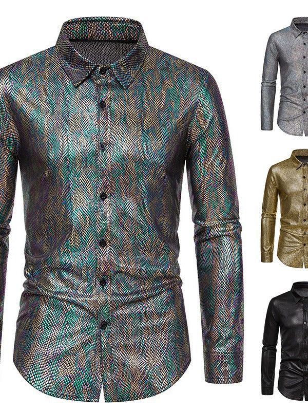 Herren elegantes Hemd mit schimmerndem Obermaterial und modernem Schnitt Aliams