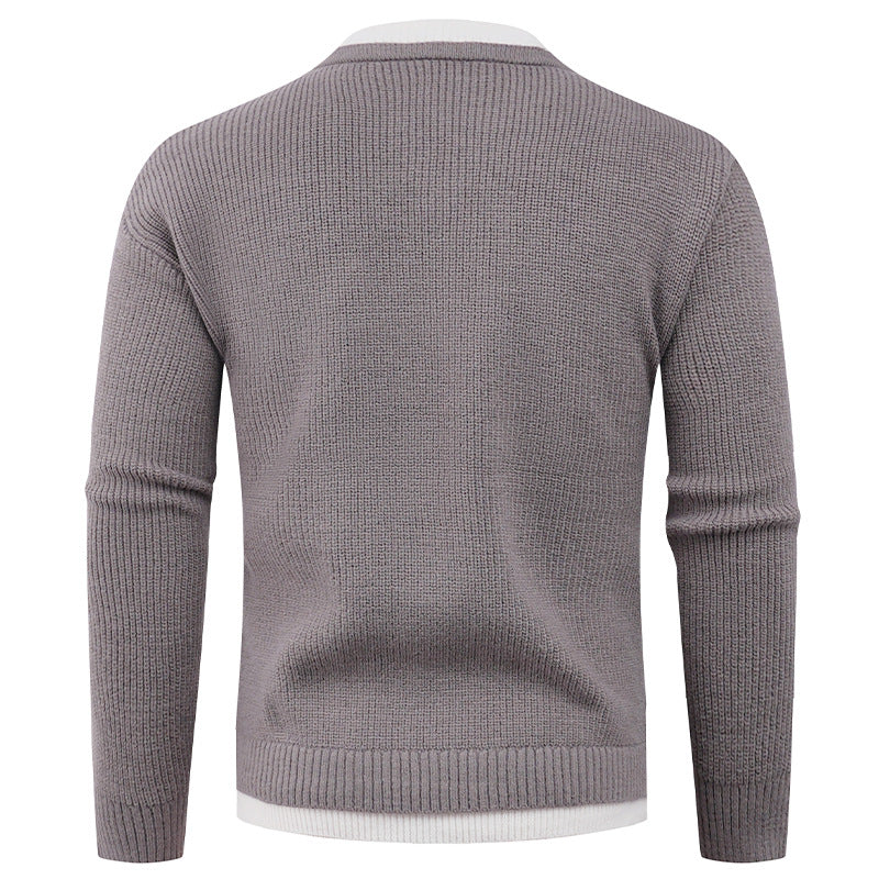 Herren Strickpullover mit V-Ausschnitt und modernem Rippenmuster Aliams