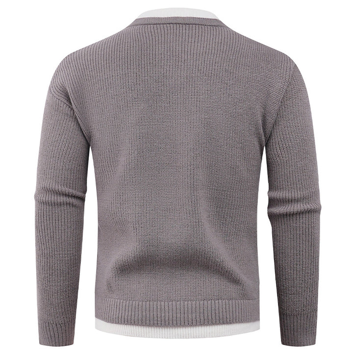 Herren Strickpullover mit V-Ausschnitt und modernem Rippenmuster Aliams