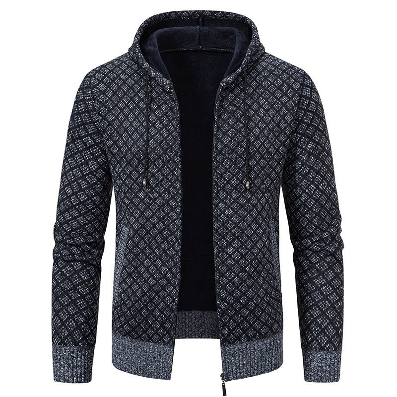 Herren stylische Jacke mit modernem Wabenmuster und Kapuze Aliams