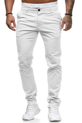 Herren stylische Slim-Fit Chinohose mit elastischem Bund und seitlichen Taschen Aliams