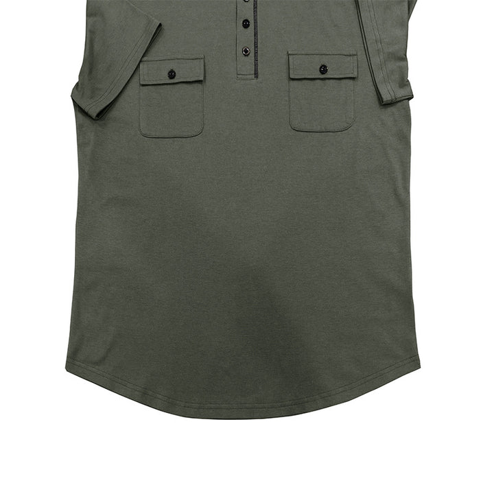 Herren Kurzarm Hemd mit Kapuze und Brusttaschen Aliams