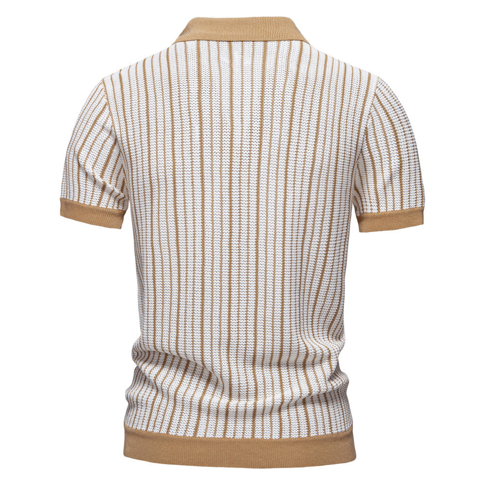 Herren Kurzarm-Poloshirt mit modernem Strickmuster und stilvollem Kragen Aliams