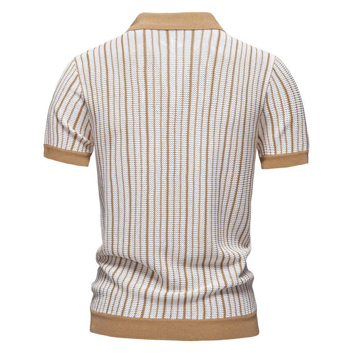 Herren Kurzarm-Poloshirt mit modernem Strickmuster und stilvollem Kragen Aliams