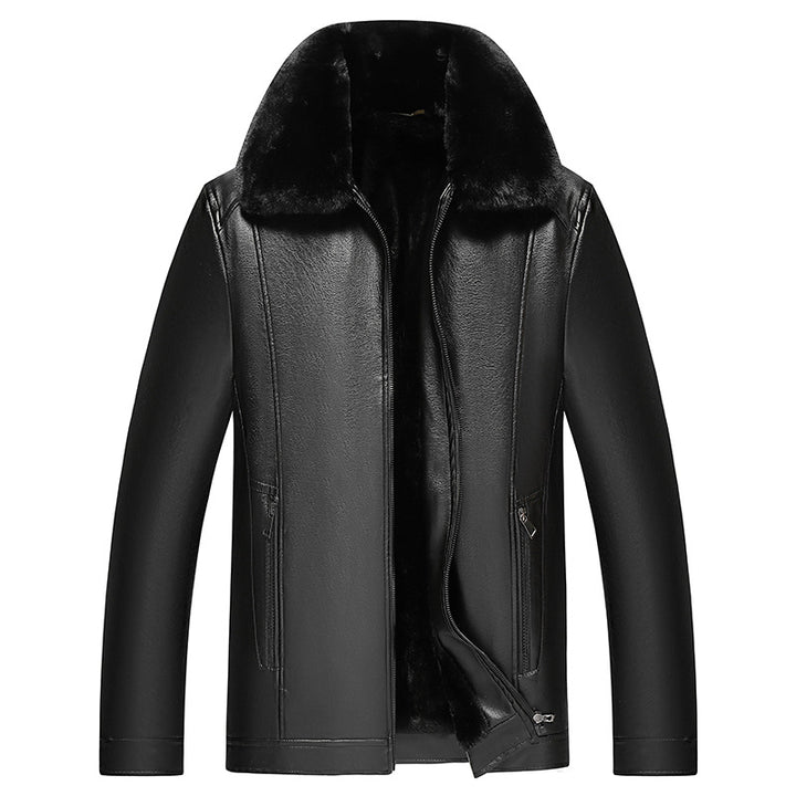 Herren warme Lammlederjacke mit gefüttertem Kragen Aliams