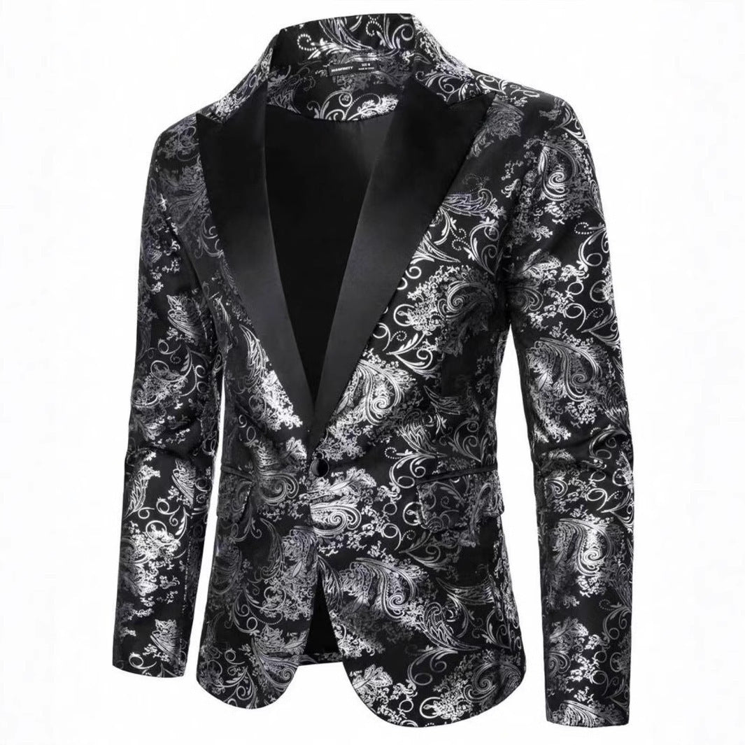 Herren Eleganter Pailletten-Blazer im floralen Design Aliams