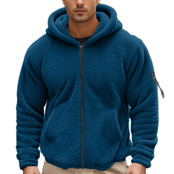 Herren Fleece Kapuzenjacke mit weichem Teddyfell und praktischen Reißverschlusstaschen Aliams