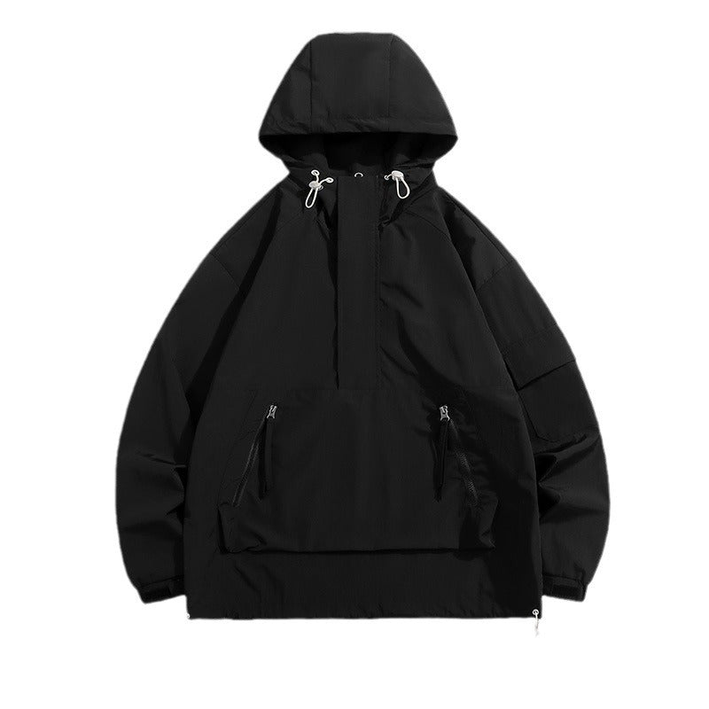 Herren Wasserabweisende Outdoor-Jacke mit großer Kapuze und praktischen Taschen Aliams