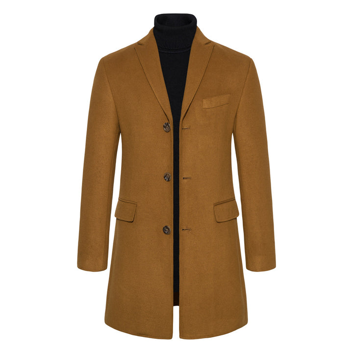 Herren eleganter Wollmantel mit modernem Schnitt und praktischen Taschen Aliams