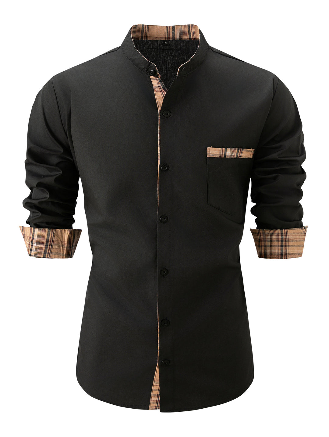 Herren Hemd mit Stehkragen und modischen Kontrastdetails Aliams