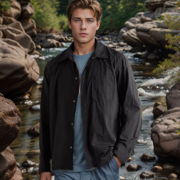 Herren vielseitige Hemdbluse mit aufgesetzter Brusttasche und schickem Kragen Aliams
