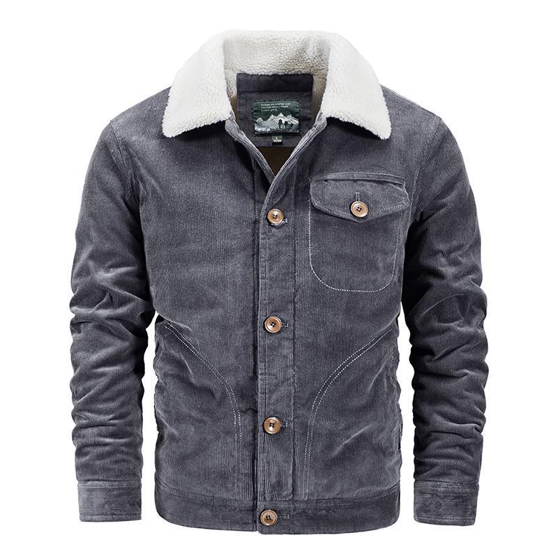 Herren Cordjacke mit kuscheligem Kragen und praktischen Taschen Aliams