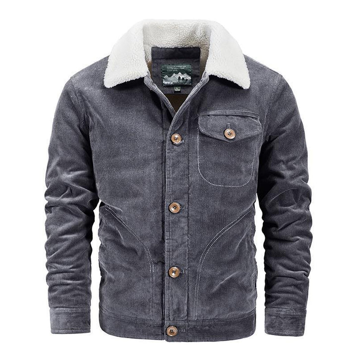 Herren Cordjacke mit kuscheligem Kragen und praktischen Taschen Aliams