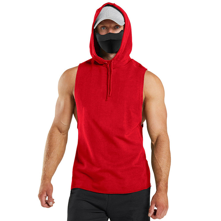 Herren ärmelloses Kapuzenshirt mit integrierter Maske und modischem Design Aliams