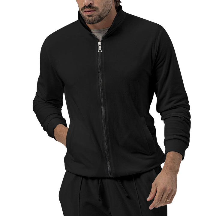 Herren sportliche Trainingsjacke mit Stehkragen und durchgehendem Reißverschluss Aliams