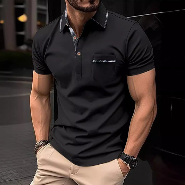 Herren Poloshirt mit modischem Kragen und Brusttasche Aliams