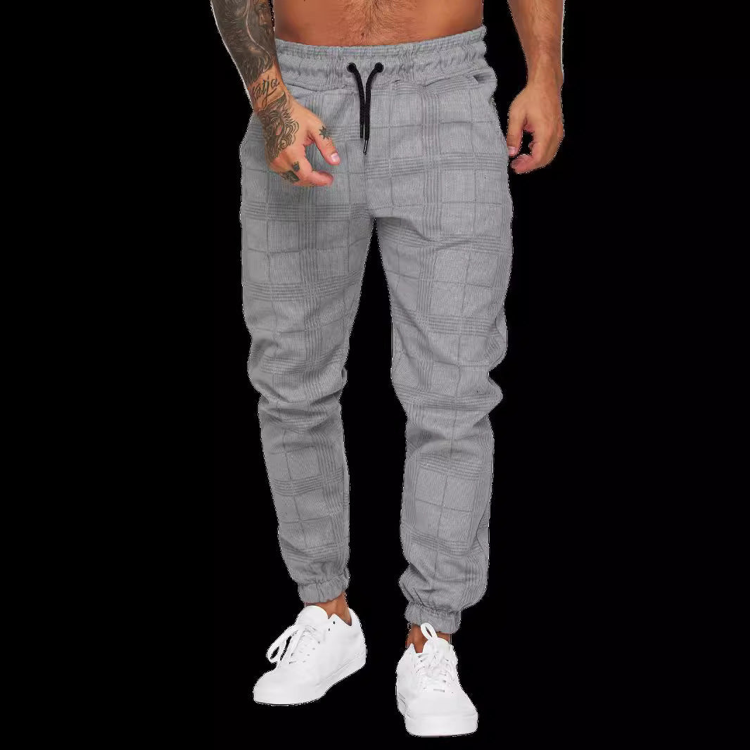 Herren Jogginghose mit modernen Karomuster und elastischem Bund Aliams