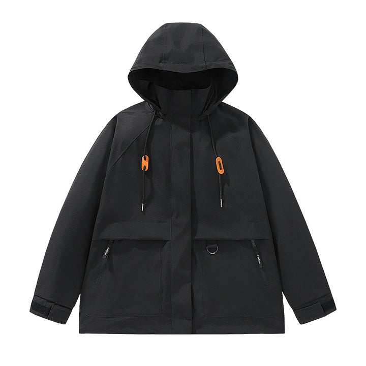 Herren funktionale Freizeitjacke mit verstellbarem Kapuzenkragen und großen Taschen Aliams