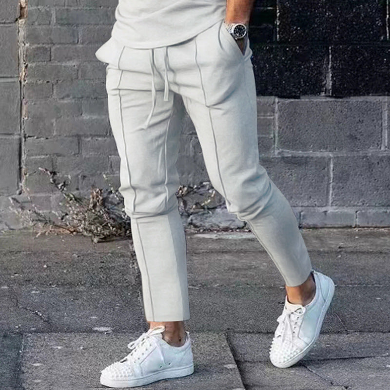Herren stylische Freizeithose mit verstellbarem Kordelzug und seitlichen Eingrifftaschen Aliams