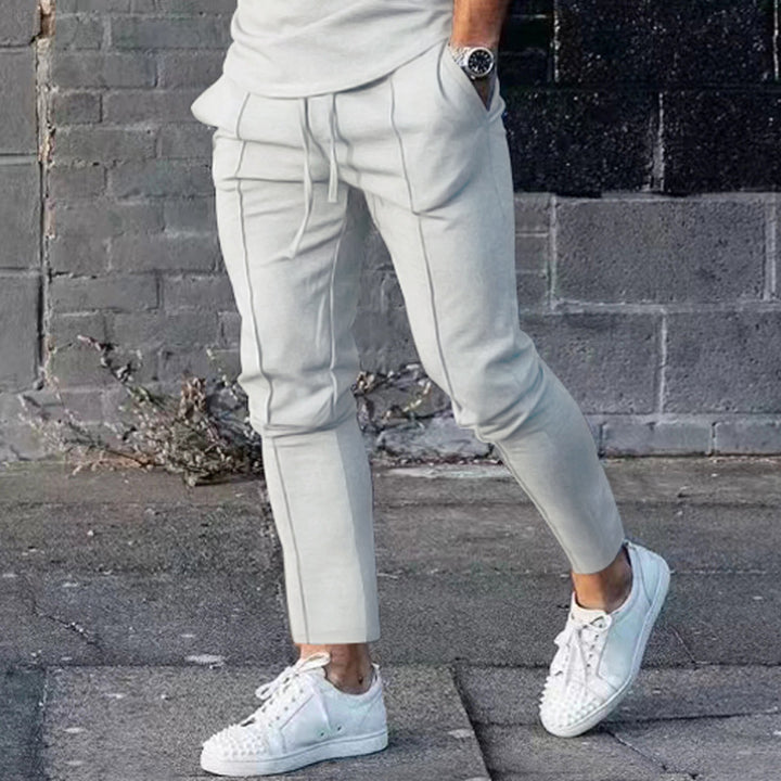 Herren stylische Freizeithose mit verstellbarem Kordelzug und seitlichen Eingrifftaschen Aliams