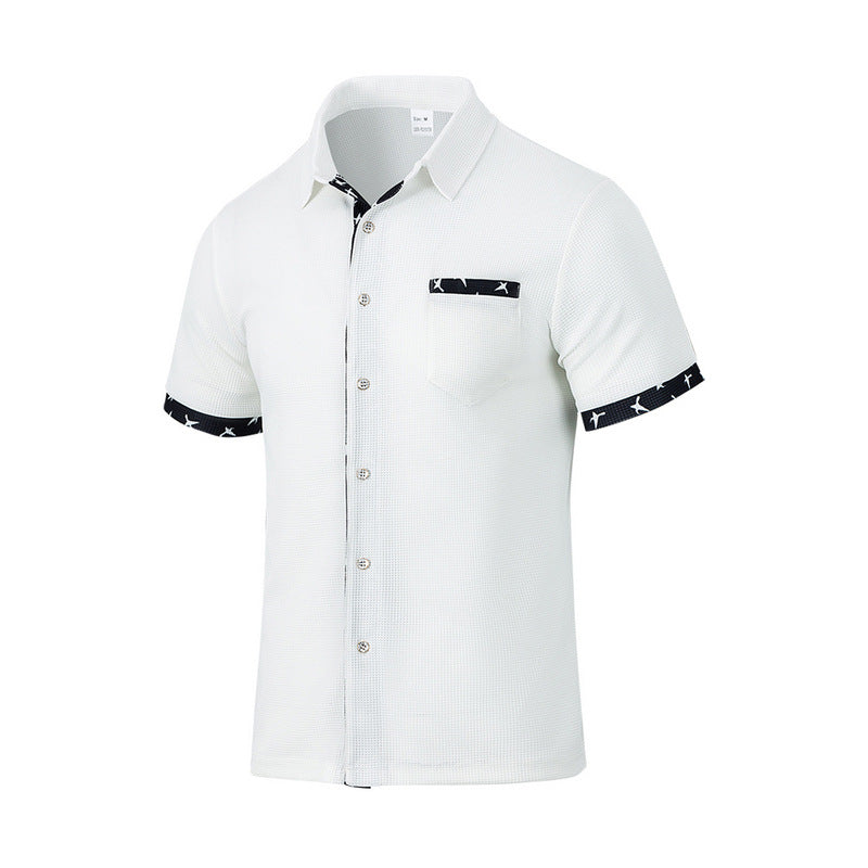 Herren Kurzarm-Hemd mit modischem Kragen und einzigartigem Muster Aliams