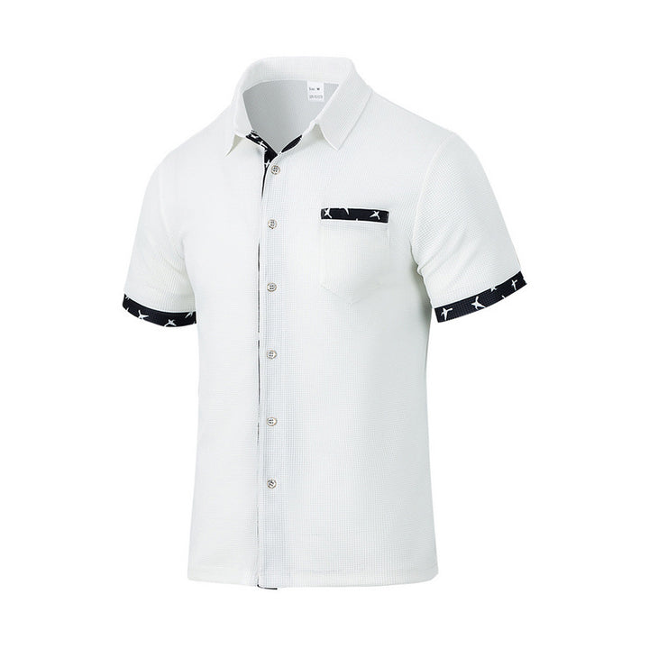 Herren Kurzarm-Hemd mit modischem Kragen und einzigartigem Muster Aliams