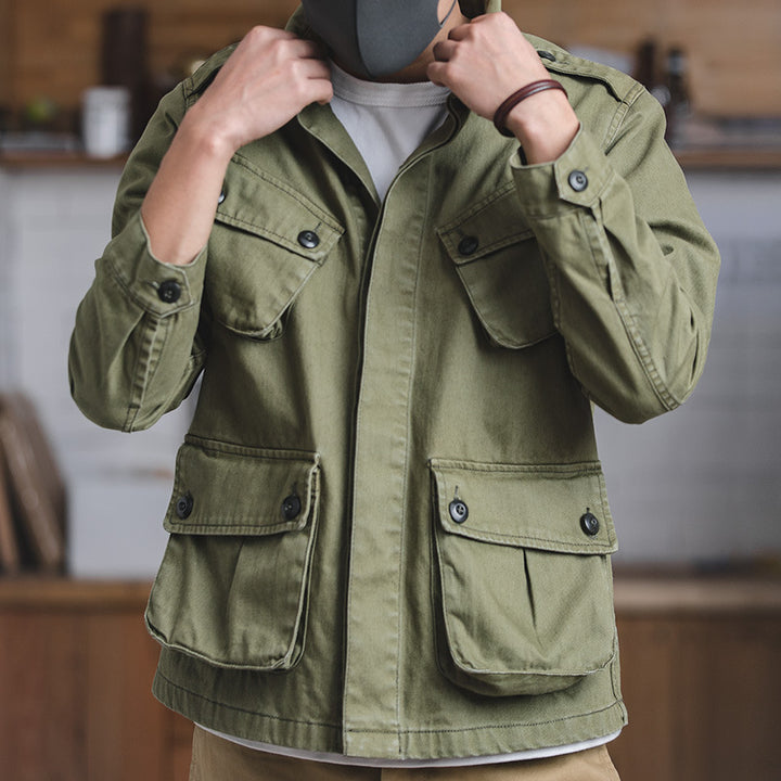 Herren Utility-Jacke mit großen aufgesetzten Taschen und strapazierfähigem Material Aliams