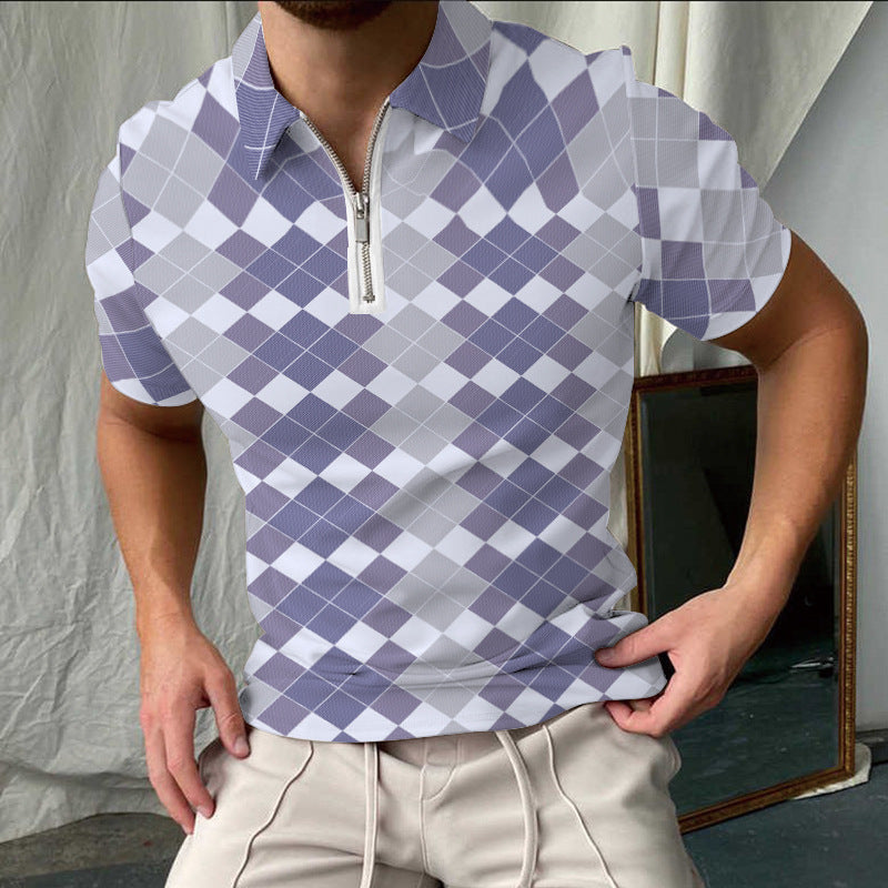 Stylisches Kariertes Kurzarm-Polo-Shirt für Herren Aliams