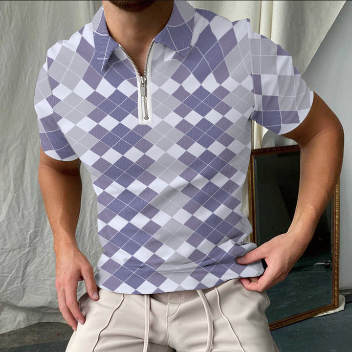 Stylisches Kariertes Kurzarm-Polo-Shirt für Herren Aliams
