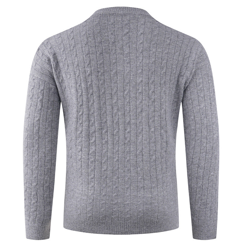 Herren Grobstrickpullover mit modernem Schalkragen und Knopfdetails Aliams