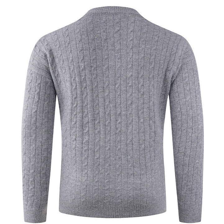 Herren Grobstrickpullover mit modernem Schalkragen und Knopfdetails Aliams