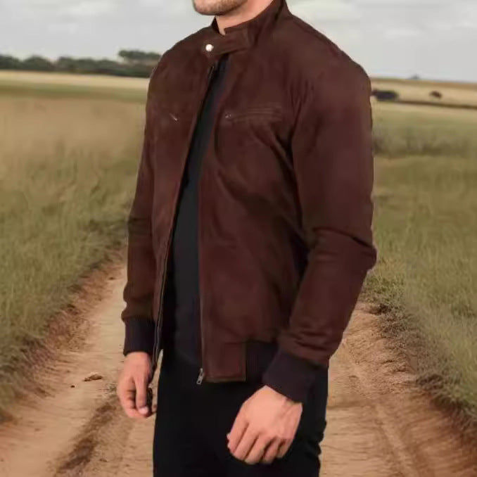 Herren Wildlederjacke im modernen Design mit praktischen Taschen Aliams