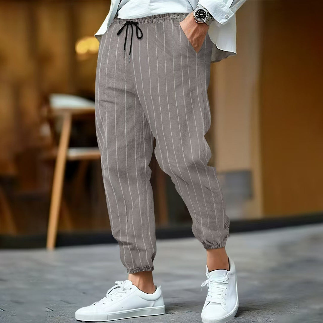 Herren stylische Freizeithose mit elegantem Streifenmuster Aliams